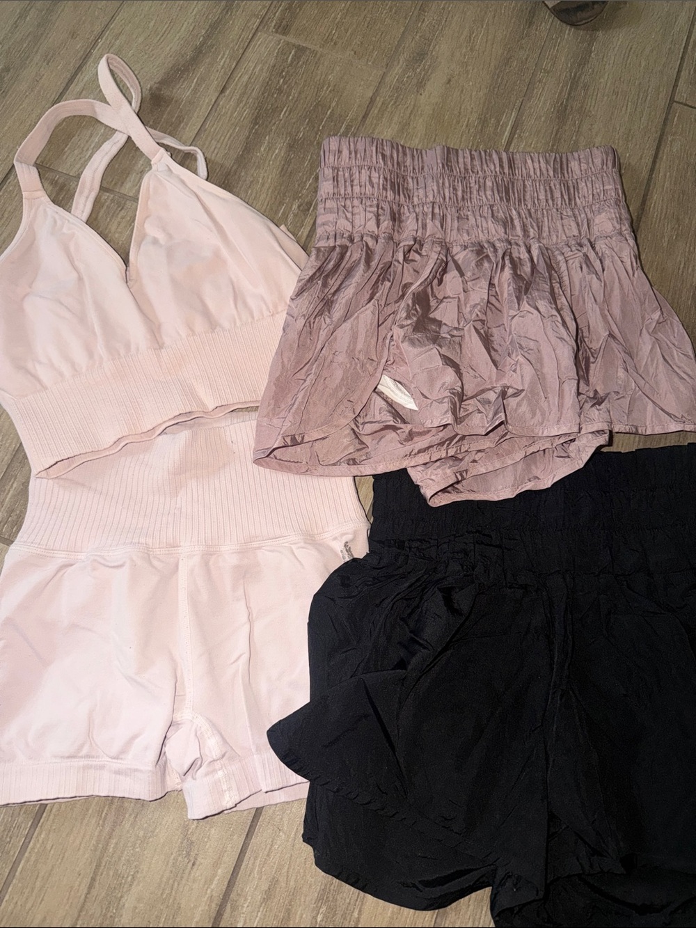 Free People Active Wear Lot: FOUR shorts, 1 matching sports bra